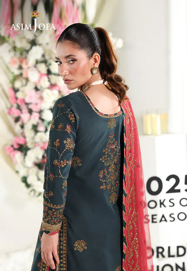 AJUEV-12 EMBROIDERED SILK UNSTITCHED 3 PCS