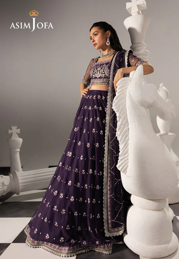 AJIZL-15 EMBROIDERED NET UNSTITCHED 3 PCS