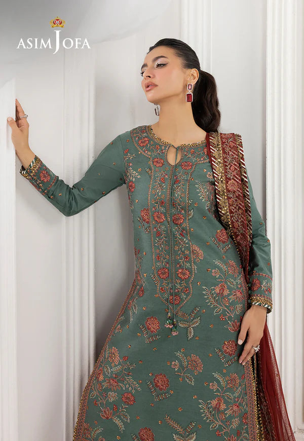 AJIZL-07 EMBROIDERED COTTON SILK UNSTITCHED 3 PCS