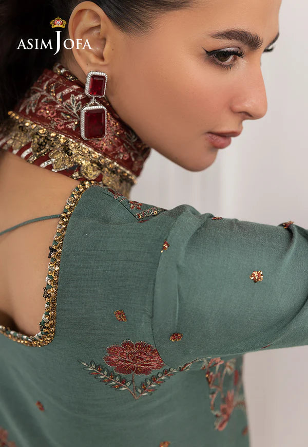 AJIZL-07 EMBROIDERED COTTON SILK UNSTITCHED 3 PCS