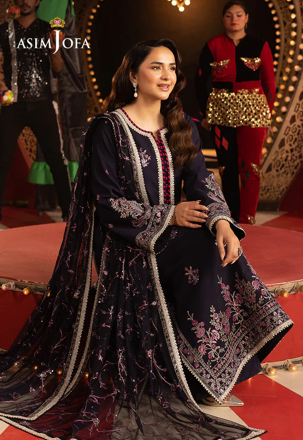 AJFO-04 EMBROIDERED SILK UNSTITCHED 3 PCS