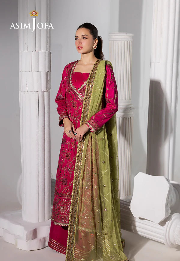 AJIZL-06 EMBROIDERED RAW SILK UNSTITCHED 3 PCS