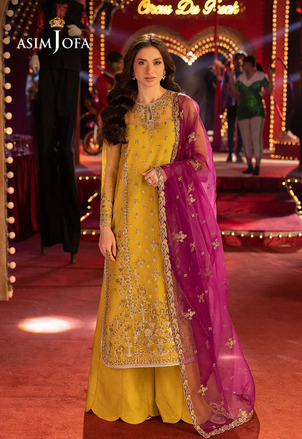 AJFO-05 EMBROIDERED ORGANZA UNSTITCHED 3 PCS