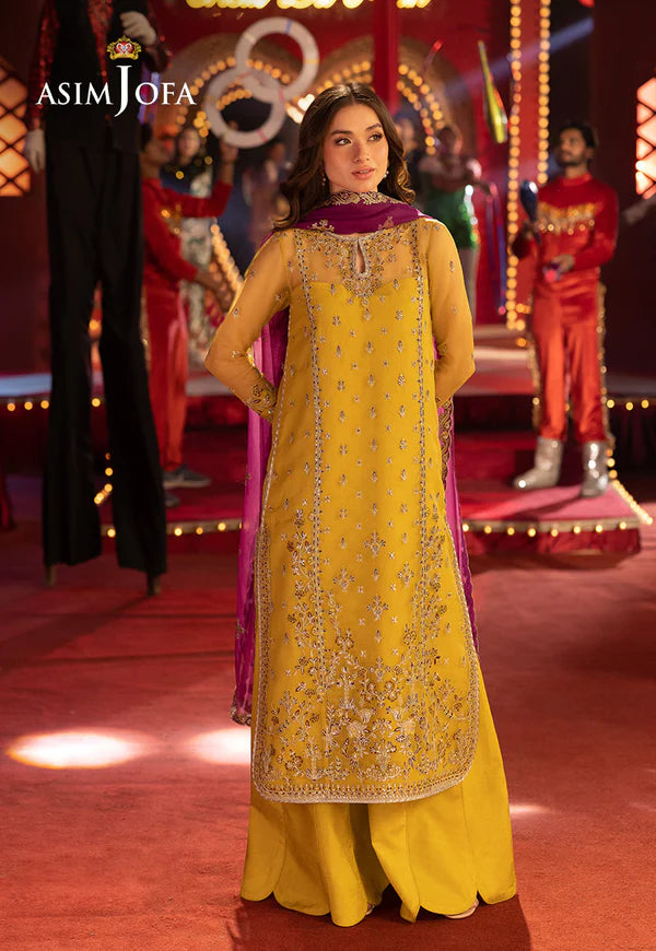 AJFO-05 EMBROIDERED ORGANZA UNSTITCHED 3 PCS