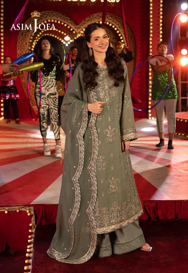 AJFO-03 EMBROIDERED PAPER COTTON UNSTITCHED 3 PCS