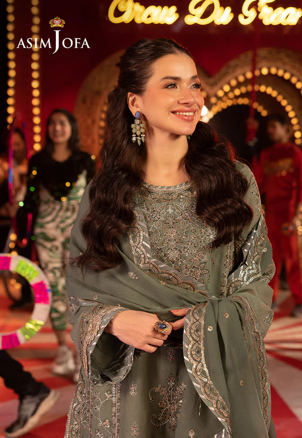 AJFO-03 EMBROIDERED PAPER COTTON UNSTITCHED 3 PCS