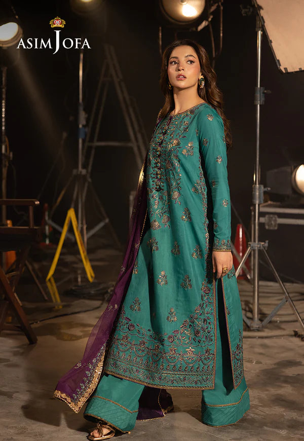 AJFO-08 EMBROIDERED SILK UNSTITCHED 3 PCS