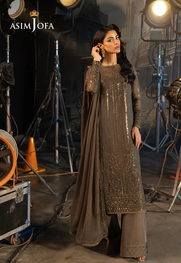 AJFO-09 EMBROIDERED CHIFFON UNSTITCHED 3 PCS