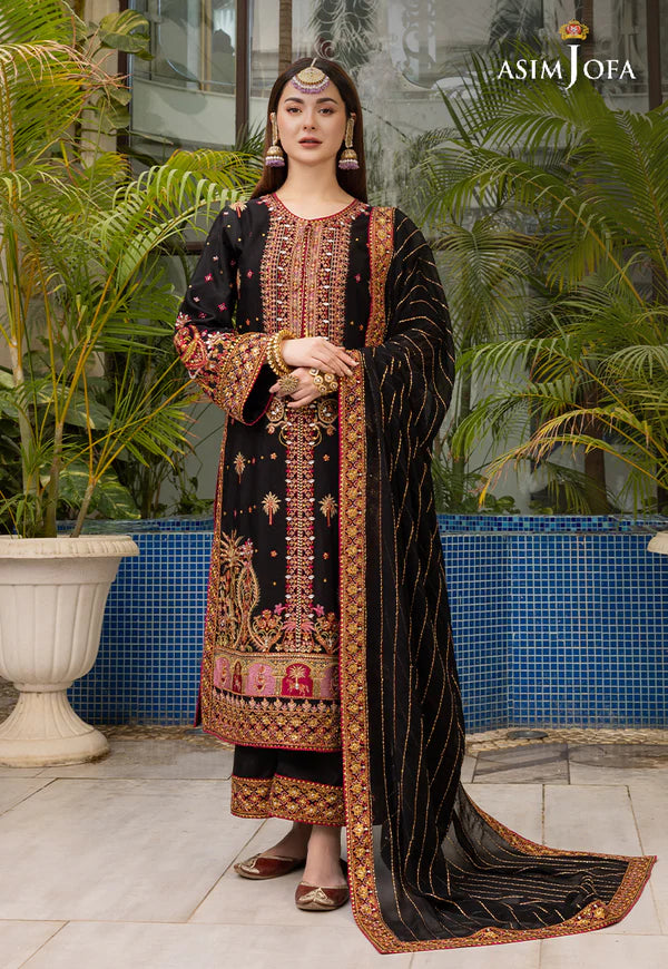 AJHJ-19 EMBROIDERED VISCOSE RAW SILK 3 PCS