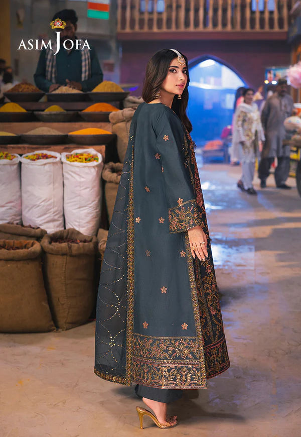 AJKKB-09 EMBROIDERED TWISTED SILK STITCHED 3 PCS