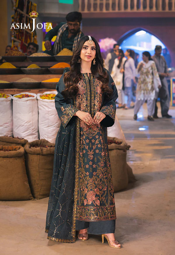 AJKKB-09 EMBROIDERED TWISTED SILK STITCHED 3 PCS