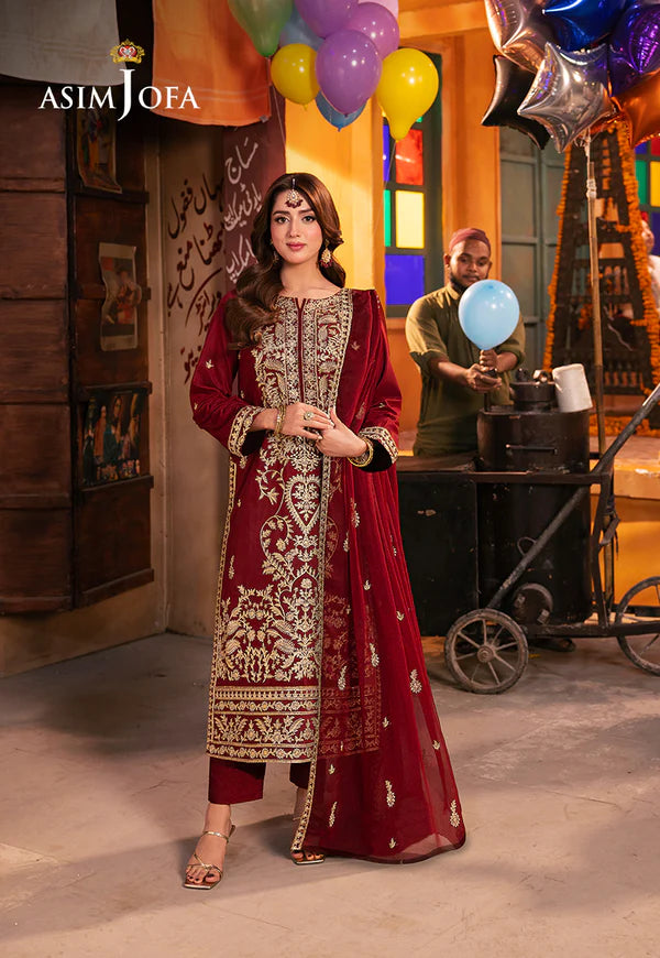 AJKKB-20 EMBROIDERED TWISTED SILK STITCHED 3 PCS