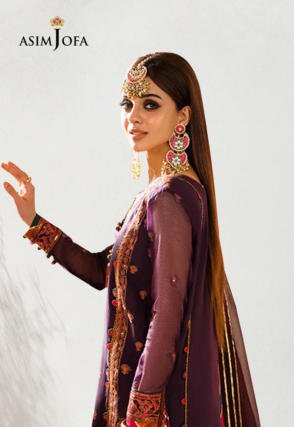 AJKM-09 EMBROIDERED COTTON NET ORGANZA 3 PCS